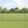 Vidaxl hek met paal grijs 1,4 x 10 m staal en pvc