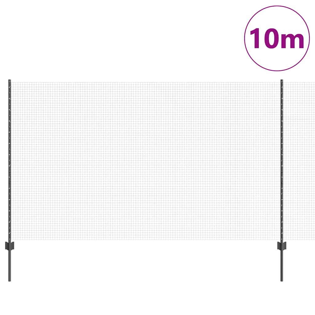 Vidaxl hek met paal grijs 1,4 x 10 m staal en pvc