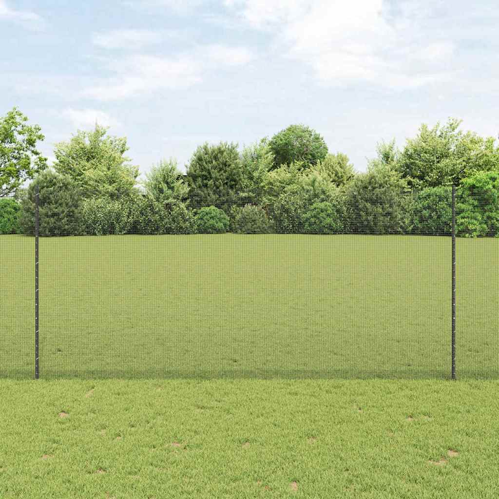 Vidaxl hek met paal grijs 1,4 x 25 m staal en pvc