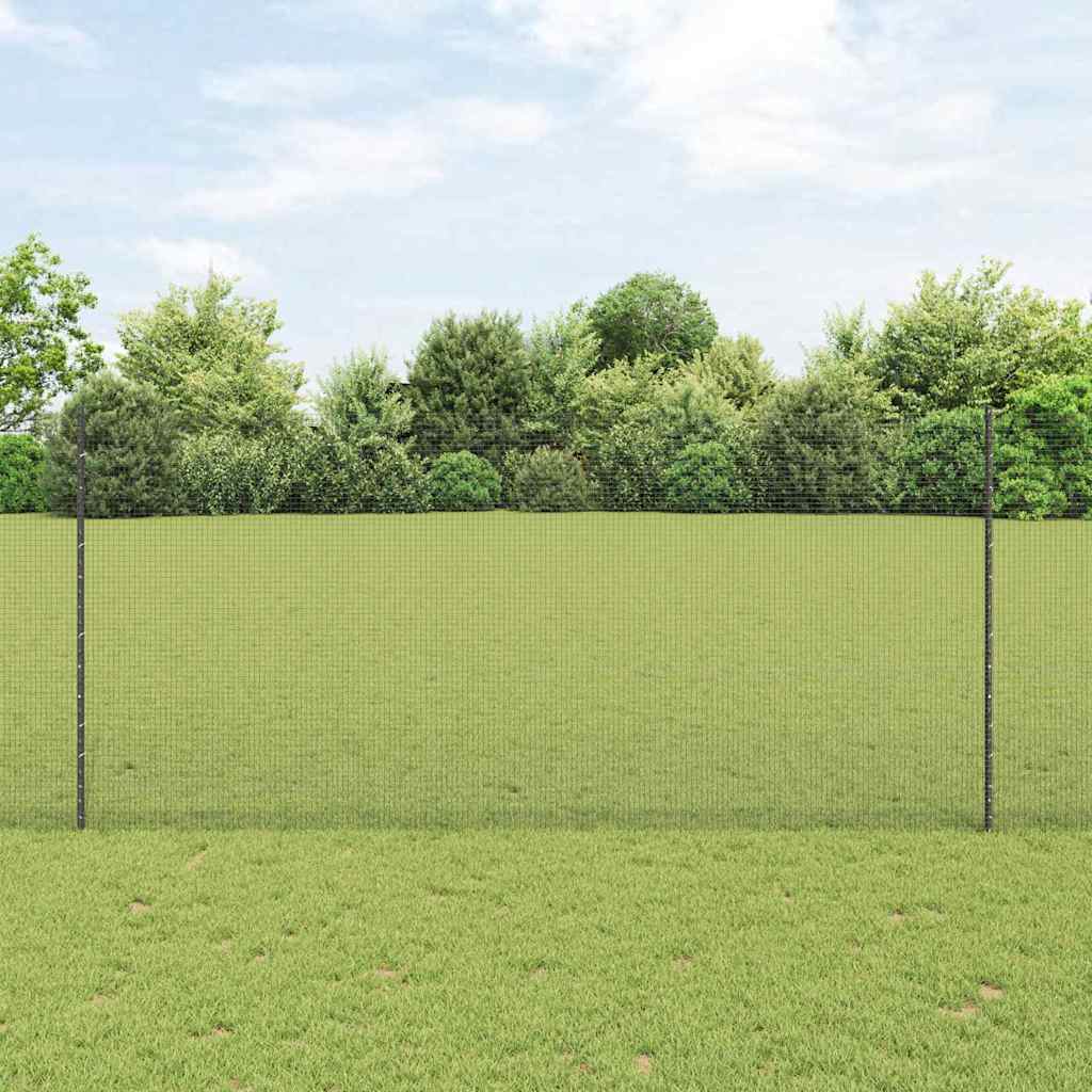 Vidaxl hek met paal grijs 1,4 x 25 m staal en pvc