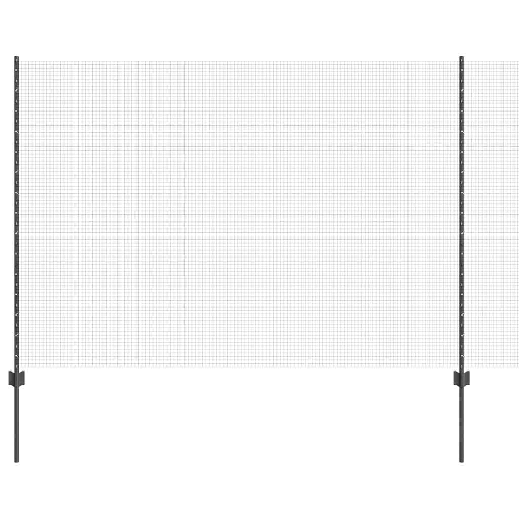 Vidaxl hek met paal grijs 1,6 x 25 m staal en pvc