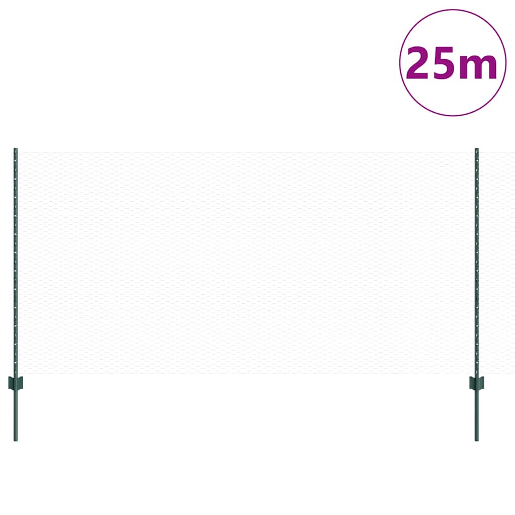 Vidaxl hek met paal groen 1,2 x 10 m staal en pvc