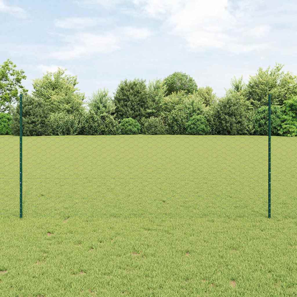 Vidaxl zeshoekig gaasgek met palen 10 x 1,2 m pvc-coated staal groen