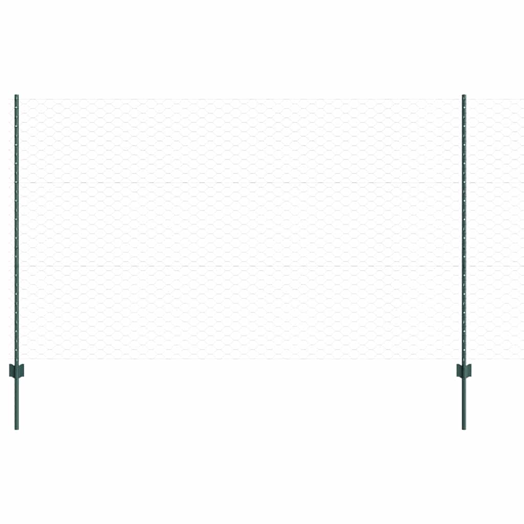 Vidaxl zeshoekig gaasgek met palen 10 x 1,4 m pvc-coated staal groen