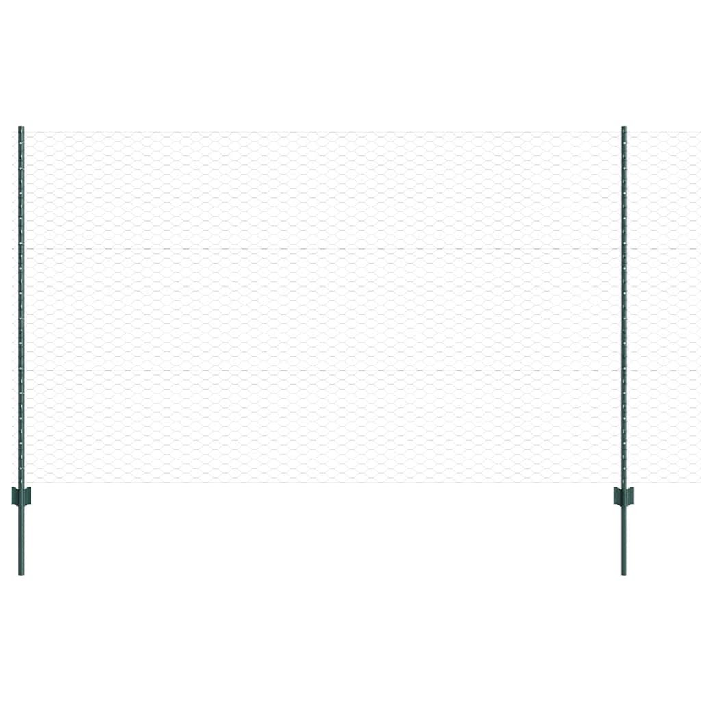 Vidaxl hek met paal groen 1,4 x 25 m staal