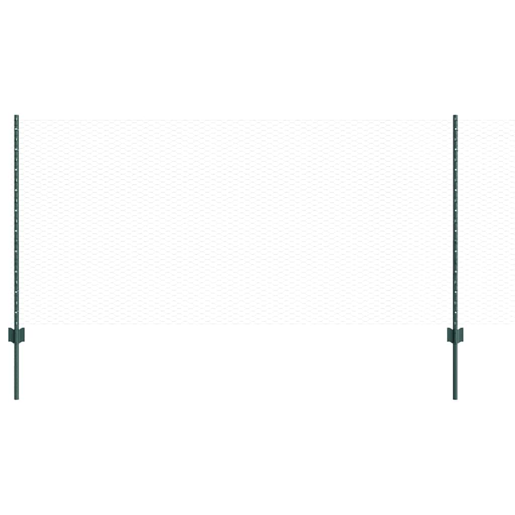 Vidaxl hek met paal groen 1 x 50 m staal en pvc