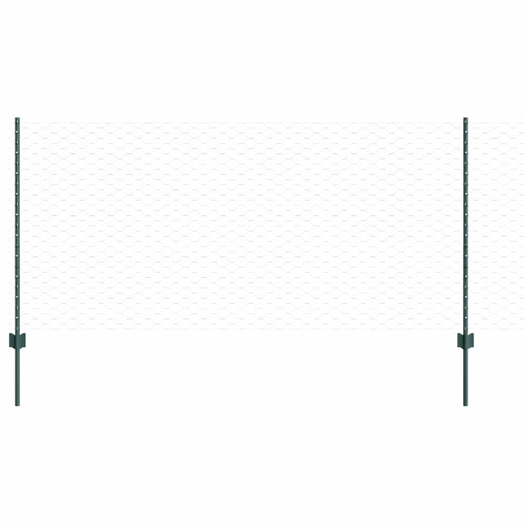 Vidaxl hek met paal groen 1 x 50 m staal en pvc