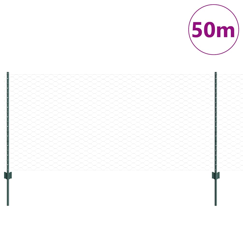 Vidaxl hek met paal groen 1 x 50 m staal en pvc