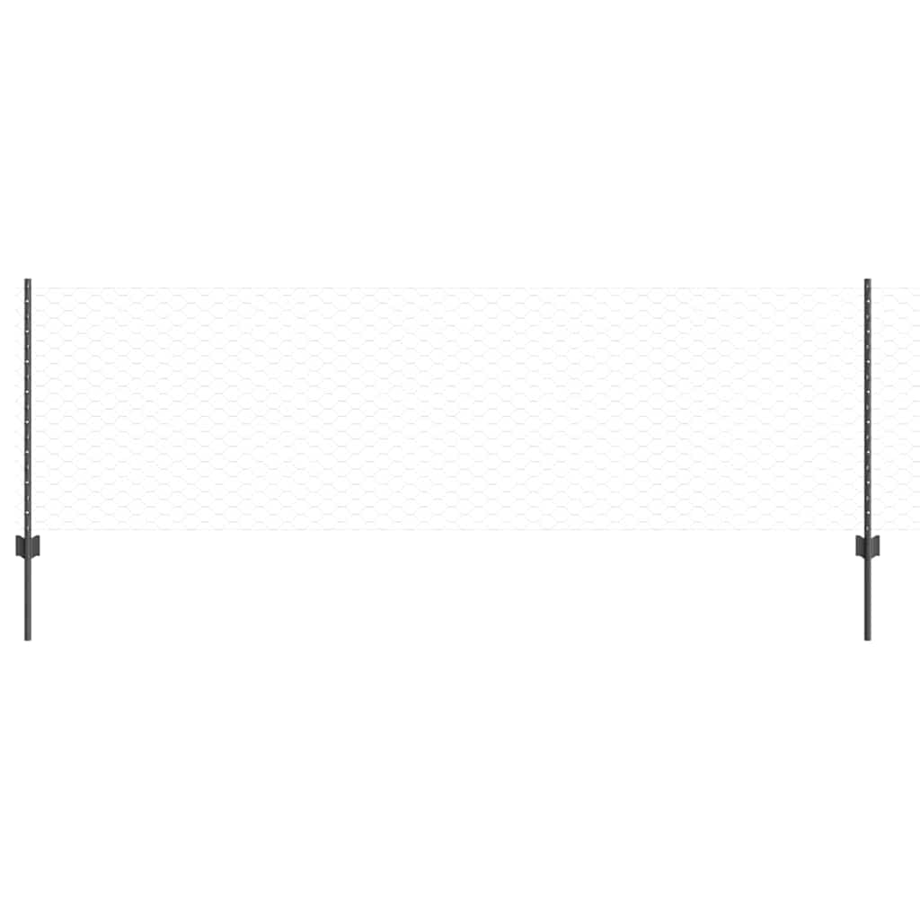 Vidaxl zeshoekig gaasgek met palen 10 x 0,8 m pvc-coated staal grijs