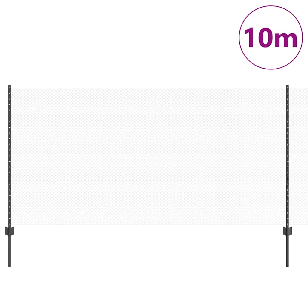 Vidaxl hek met paal grijs 1,2 x 10 m staal en pvc