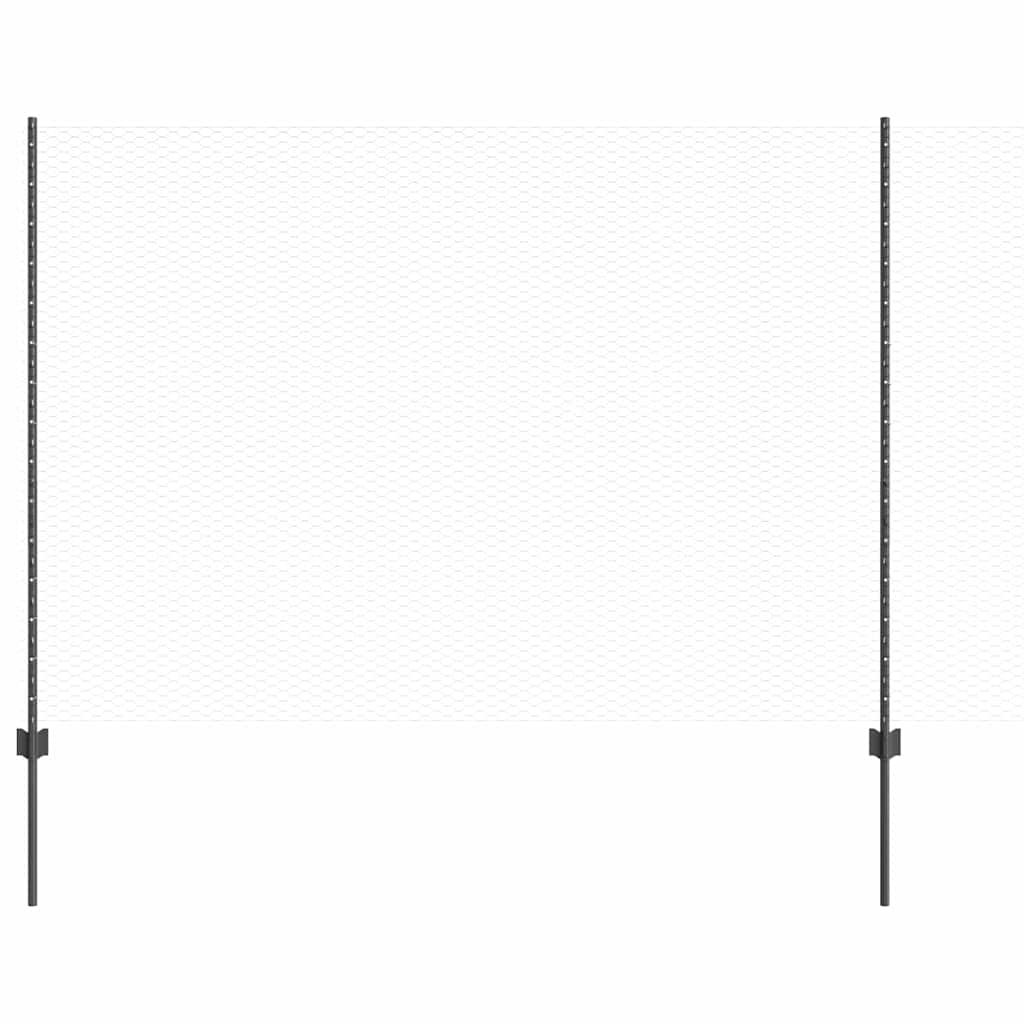 Vidaxl hek met paal grijs 1,5 x 10 m staal en pvc