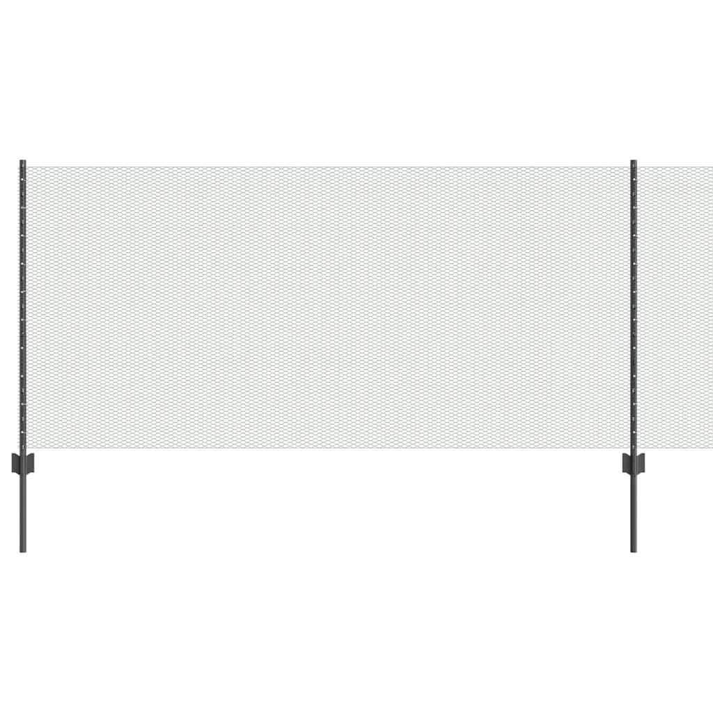 Vidaxl hek met paal grijs 1 x 25 m staal