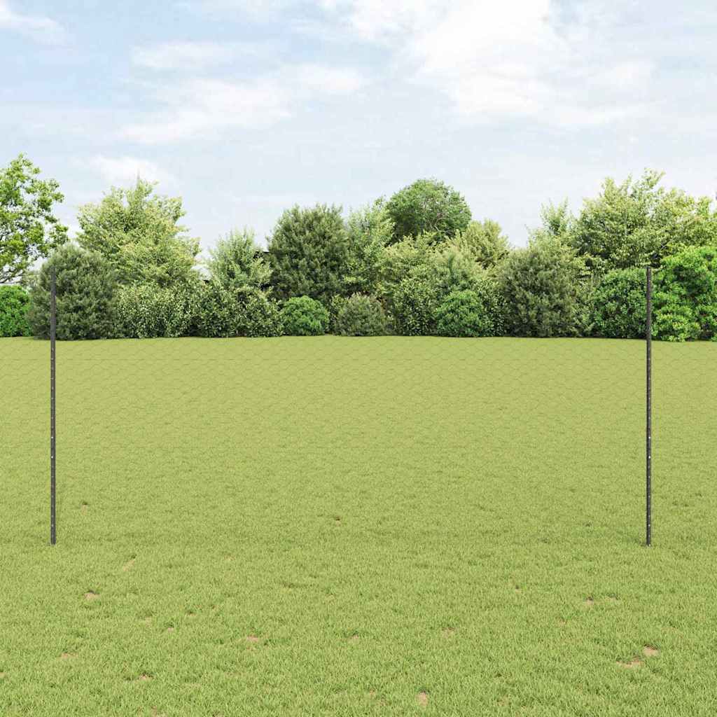 Vidaxl hek met paal grijs 1,4 x 25 m staal