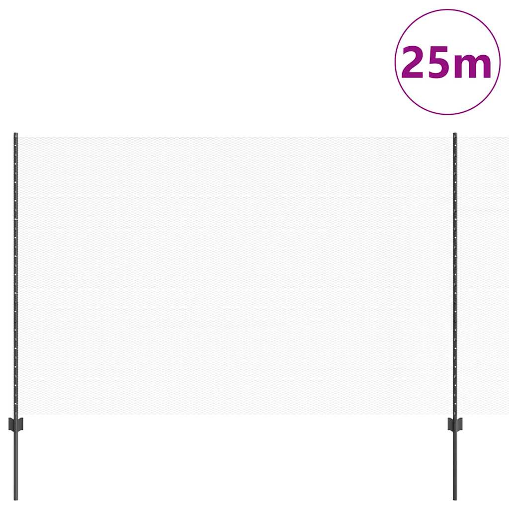 Vidaxl hek met paal grijs 1,5 x 25 m staal