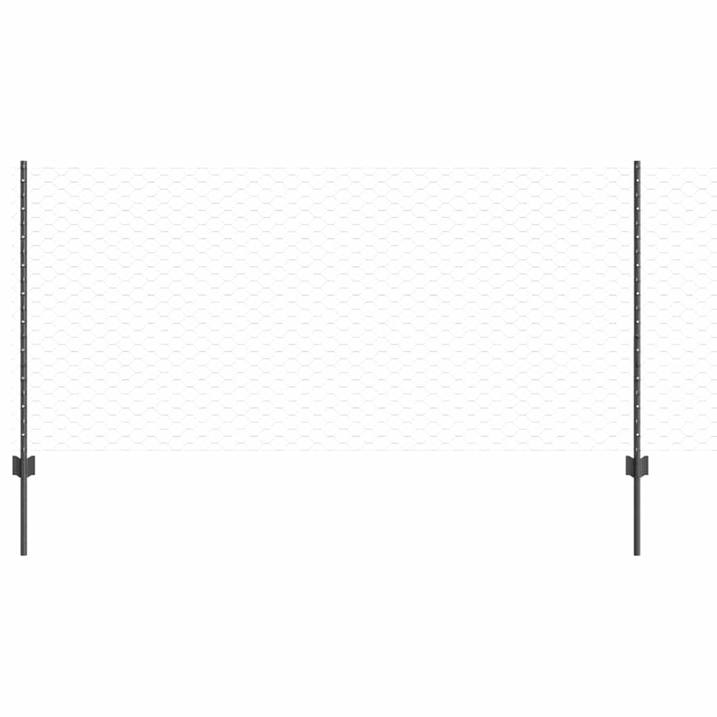 Vidaxl hek met paal grijs 1 x 50 m staal en pvc
