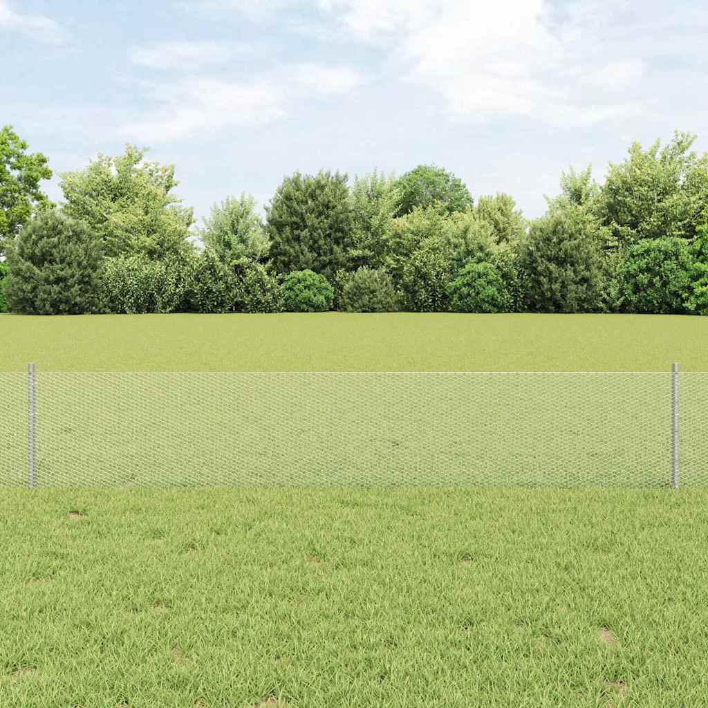 Vidaxl hek met paal zilver 0,4 x 10 m staal