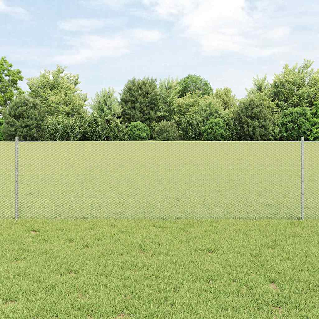 Vidaxl hek met paal zilver 0,6 x 10 m staal