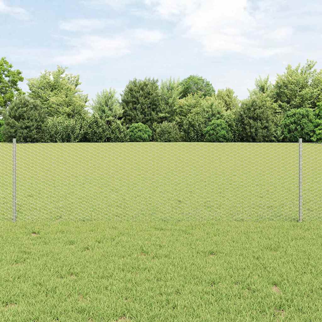 Vidaxl hek met paal zilver 0,6 x 10 m staal