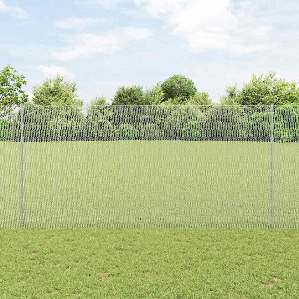 Vidaxl hek met paal zilver 1,5 x 10 m staal
