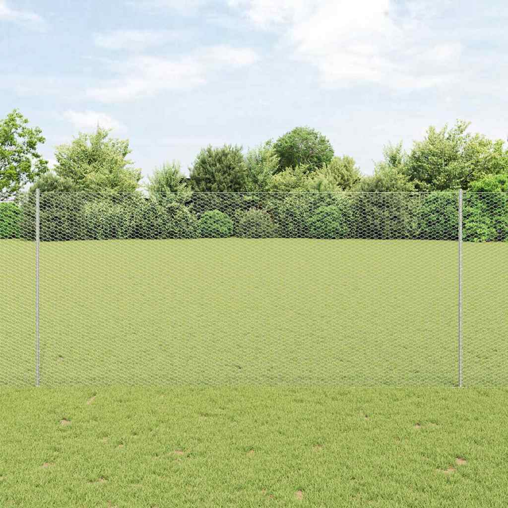 Vidaxl hek met paal zilver 1,4 x 25 m staal