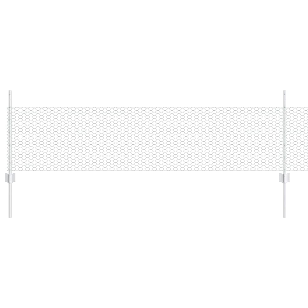 Vidaxl hek met paal zilver 0,5 x 50 m staal