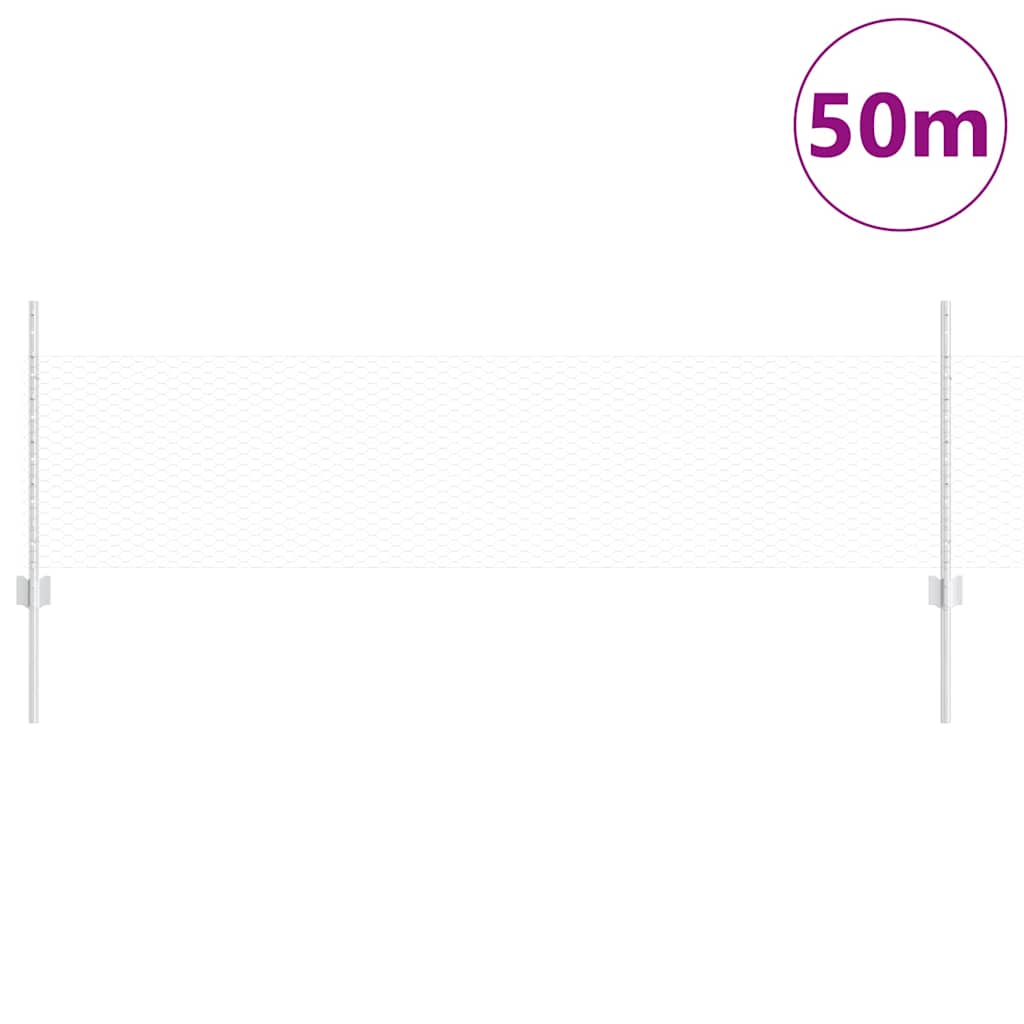 Vidaxl hek met paal zilver 0,5 x 50 m staal