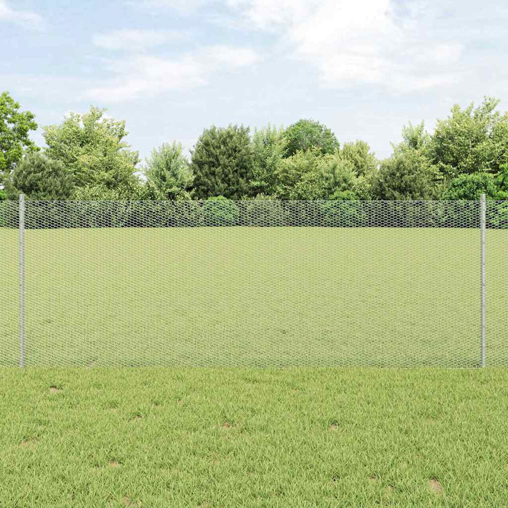Vidaxl hek met paal zilver 0,8 x 50 m staal