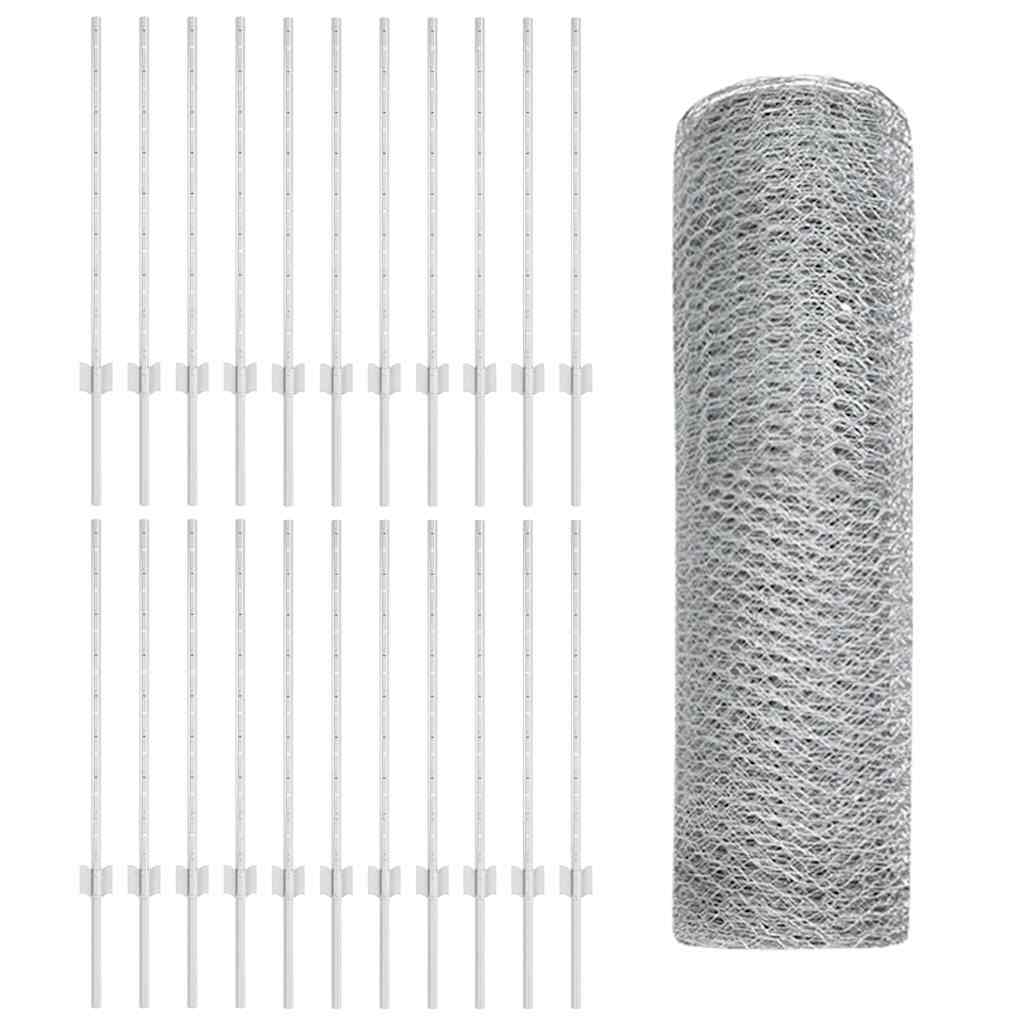 Vidaxl hek met paal zilver 0,8 x 50 m staal