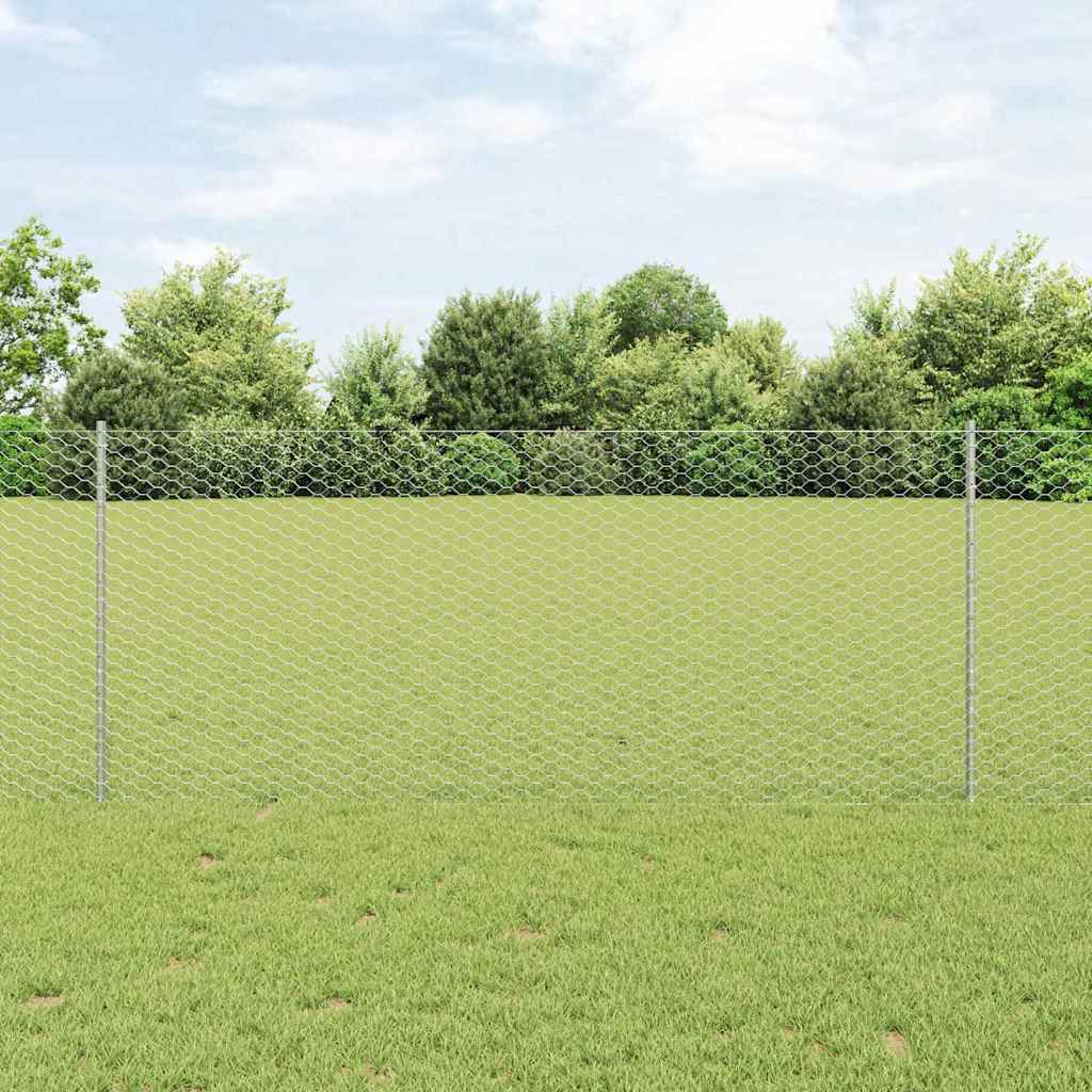 Vidaxl hek met paal zilver 1 x 50 m staal