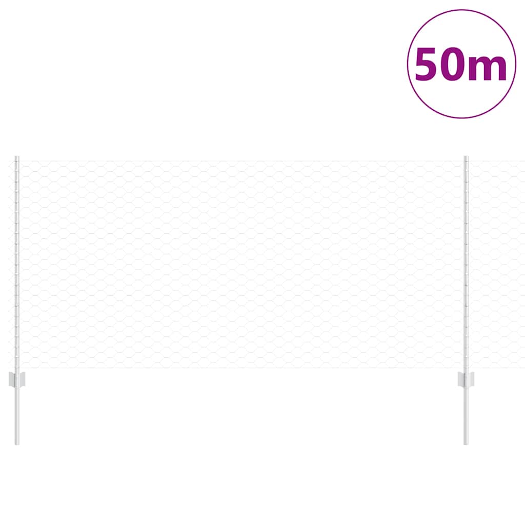 Vidaxl hek met paal zilver 1 x 50 m staal