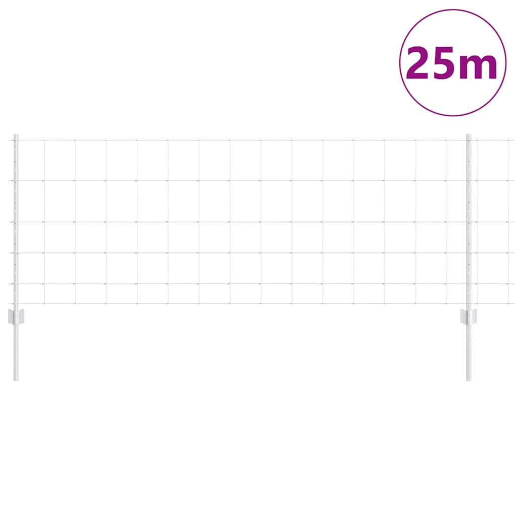 Vidaxl hek met paal zilver 0,8 x 25 m staal