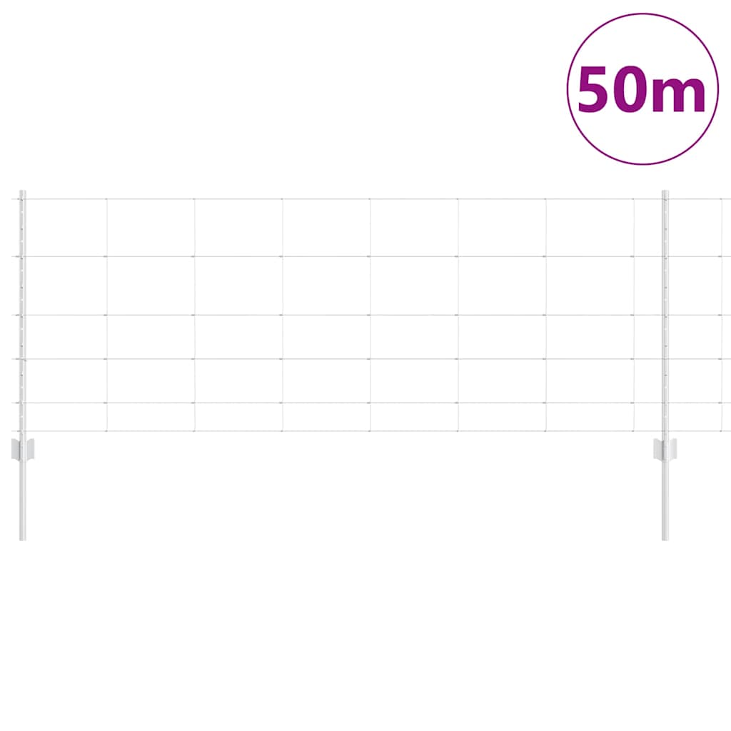 Vidaxl hek met paal zilver 0,8 x 50 m staal
