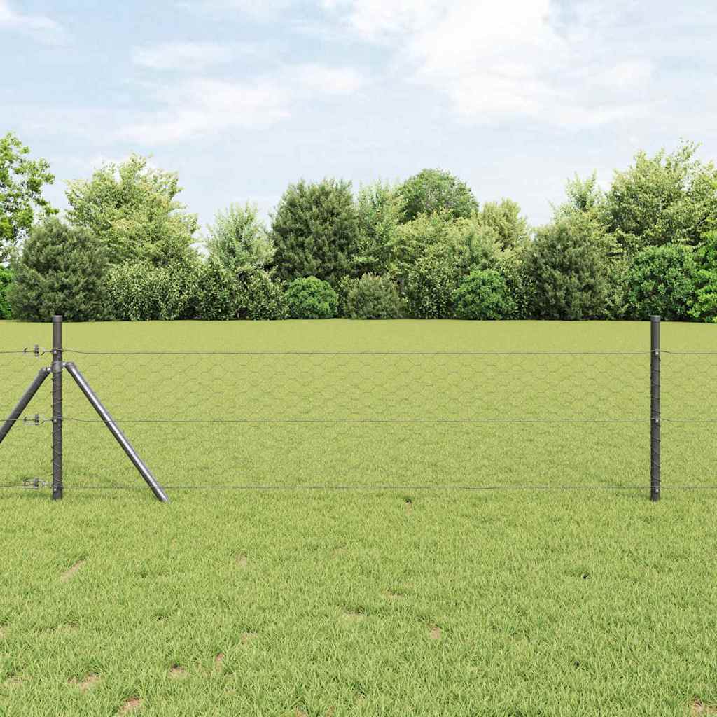 Vidaxl hexagon hek 1,6 x 10 m pvc grijs
