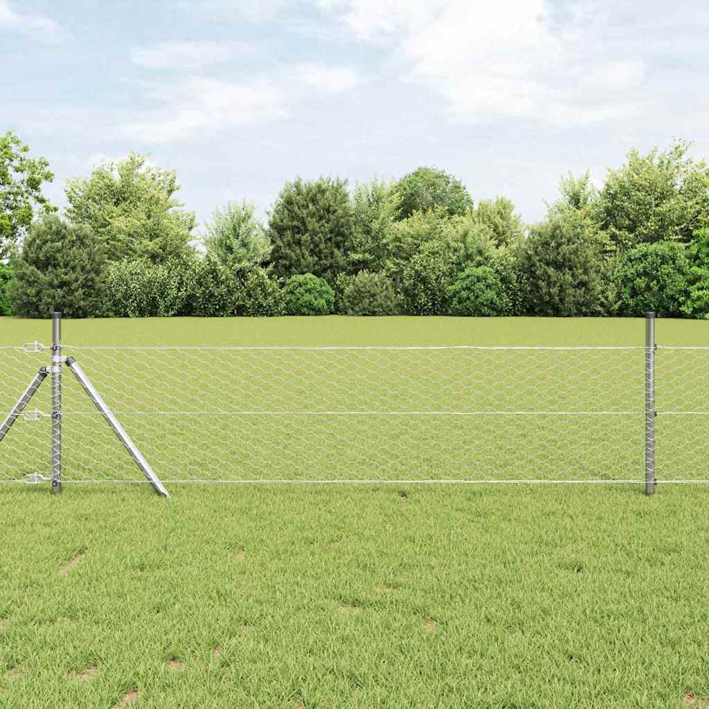 Vidaxl hexagon hek 0,4 x 50 m verzinkt staal zilver