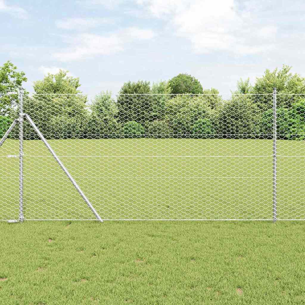 Vidaxl hexagon hek zilver 1 x 50 m gegalvaniseerd staal