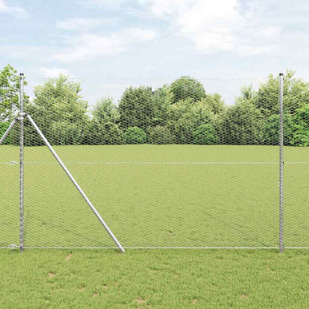 Vidaxl hexagon hek zilver 1,5 x 50 m gegalvaniseerd staal