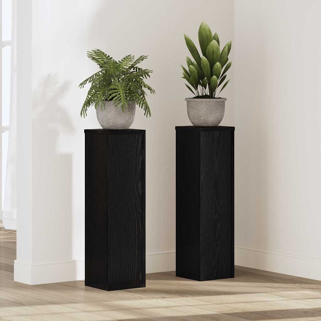 Vidaxl plantenstandaard 2 st zwart eiken 17 x 17 x 60 cm bewerkt hout