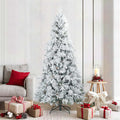 Vidaxl kunst kerstboom met geveerde takken, sneeuw bedekt wit 210 cm
