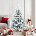 Vidaxl kunst kerstboom met geveerde takken, sneeuw bedekt wit 150 cm