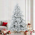 Vidaxl kunst kerstboom met geveerde takken, sneeuw bedekt wit 210 cm