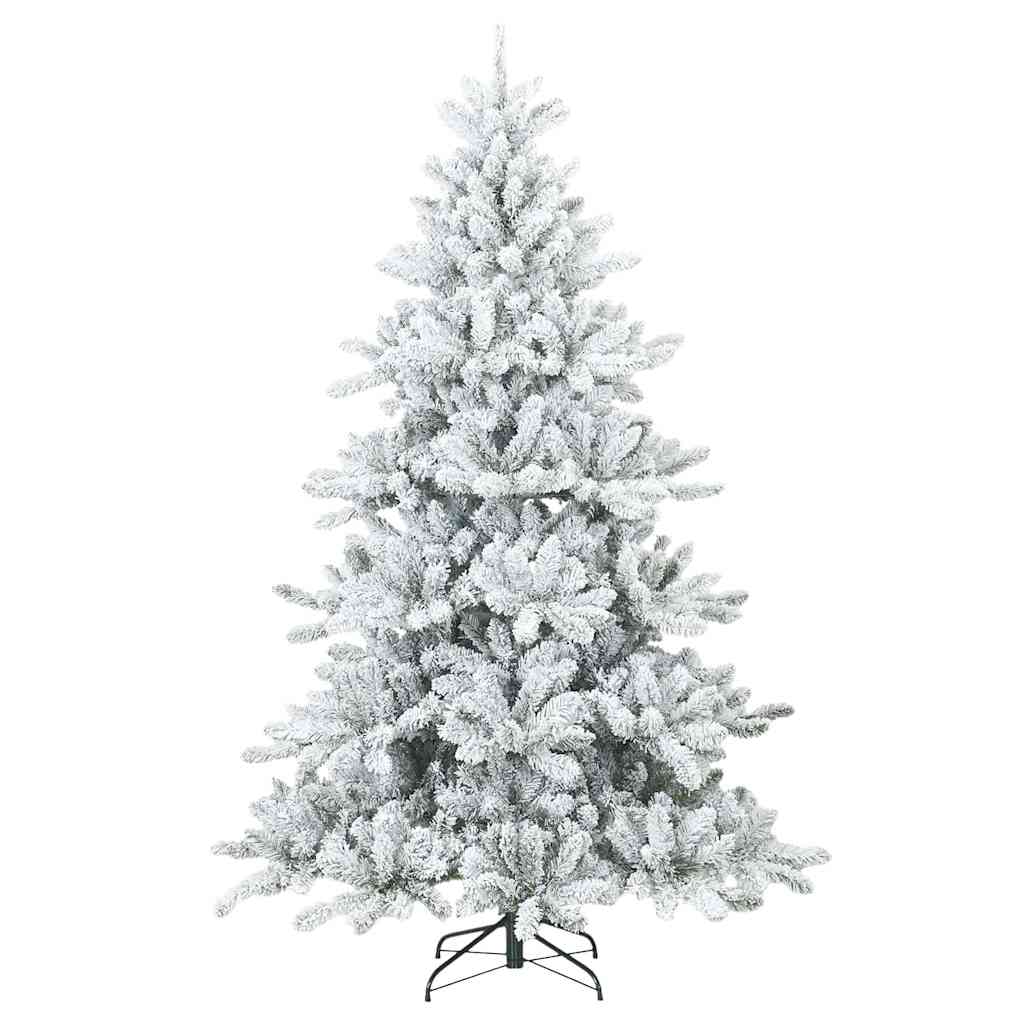 Vidaxl kunst kerstboom met geveerde takken, sneeuw bedekt wit 210 cm