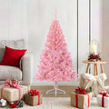 Vidaxl kunstmatig voorverlicht kerstboom met 150 led roze 120 cm pvc