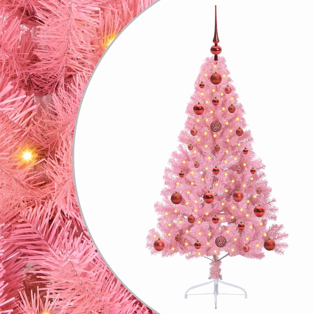 Vidaxl kunstmatig voorverlicht kerstboom roze 120 cm pvc