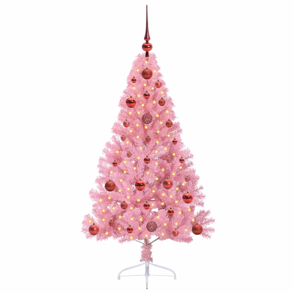Vidaxl kunstmatig voorverlicht kerstboom roze 120 cm pvc
