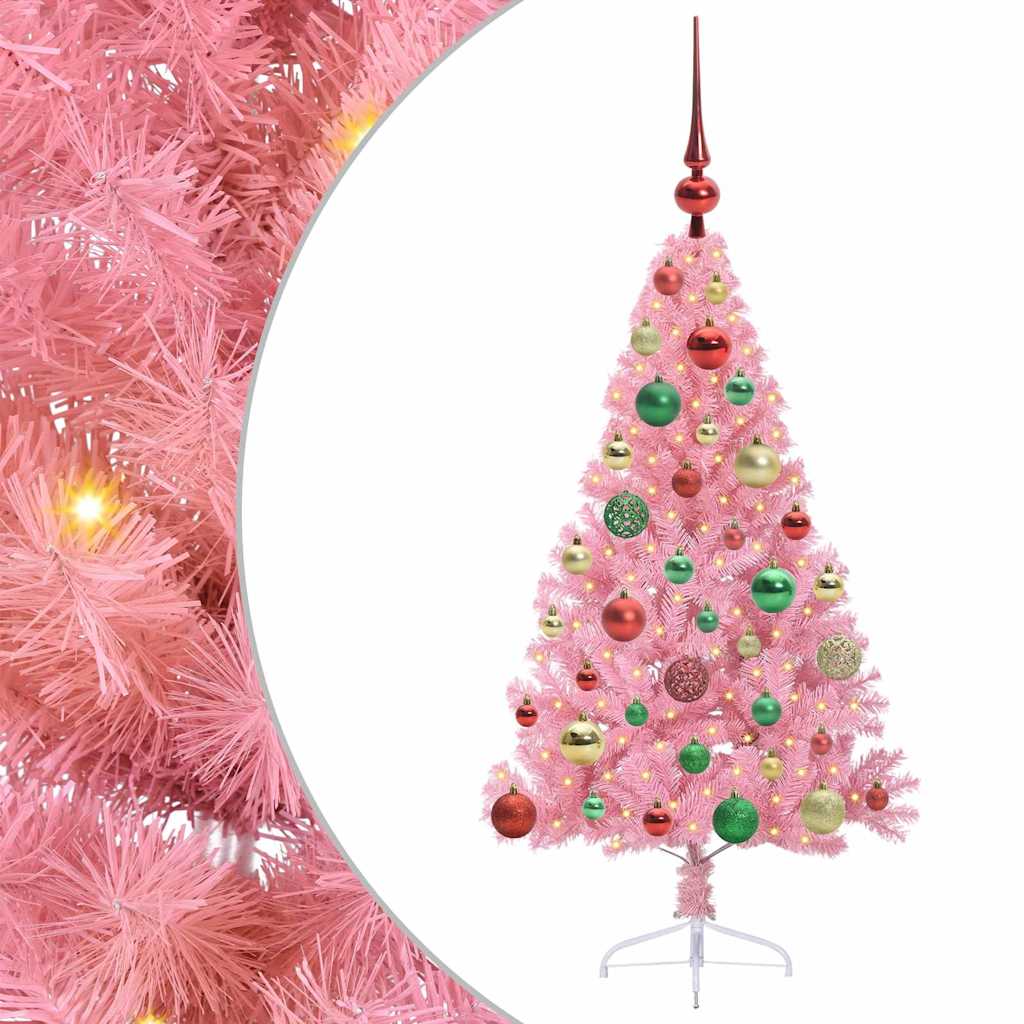 Vidaxl kunstmatig voorverlicht kerstboom roze 120 cm pvc