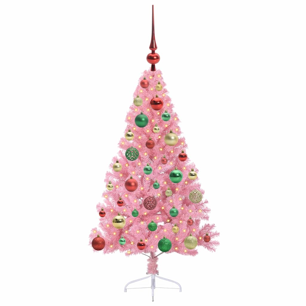 Vidaxl kunstmatig voorverlicht kerstboom roze 120 cm pvc