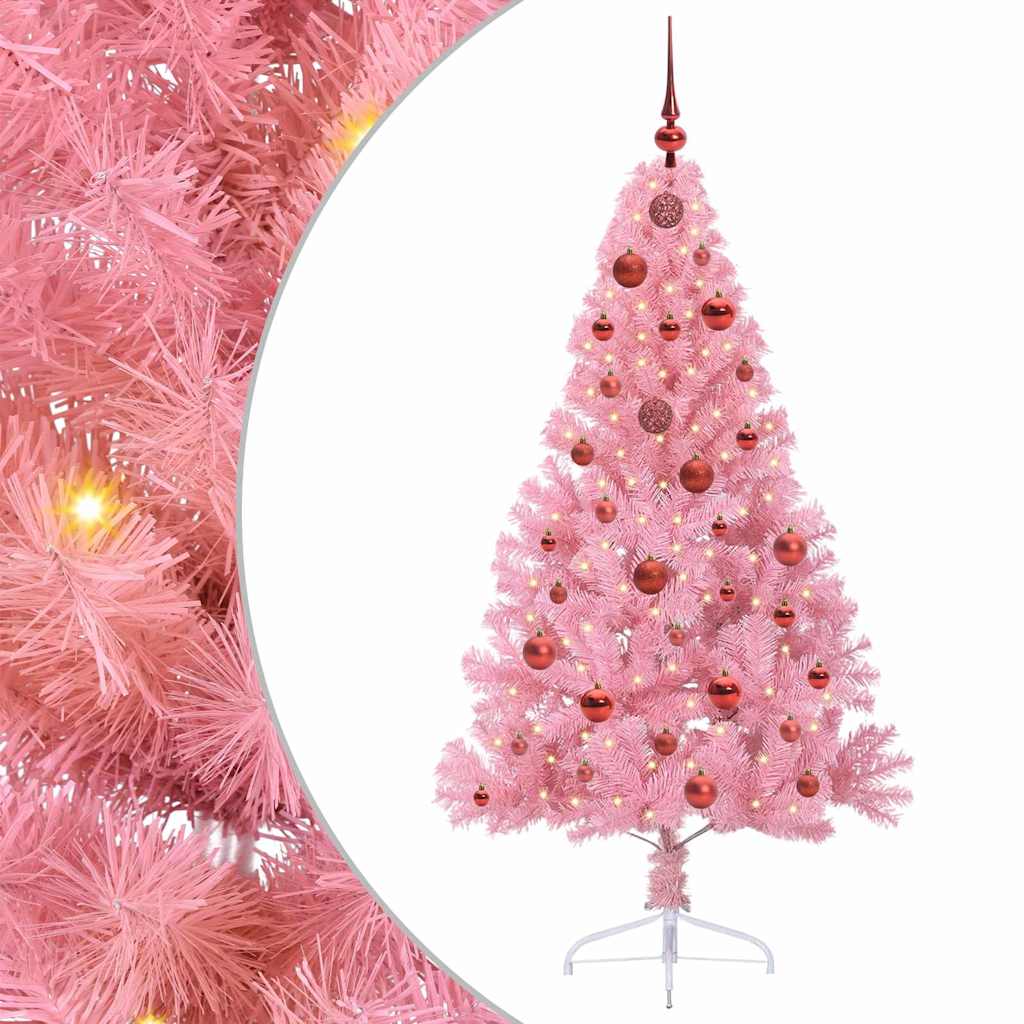 Vidaxl kunstmatig voorverlicht kerstboom roze 150 cm pvc