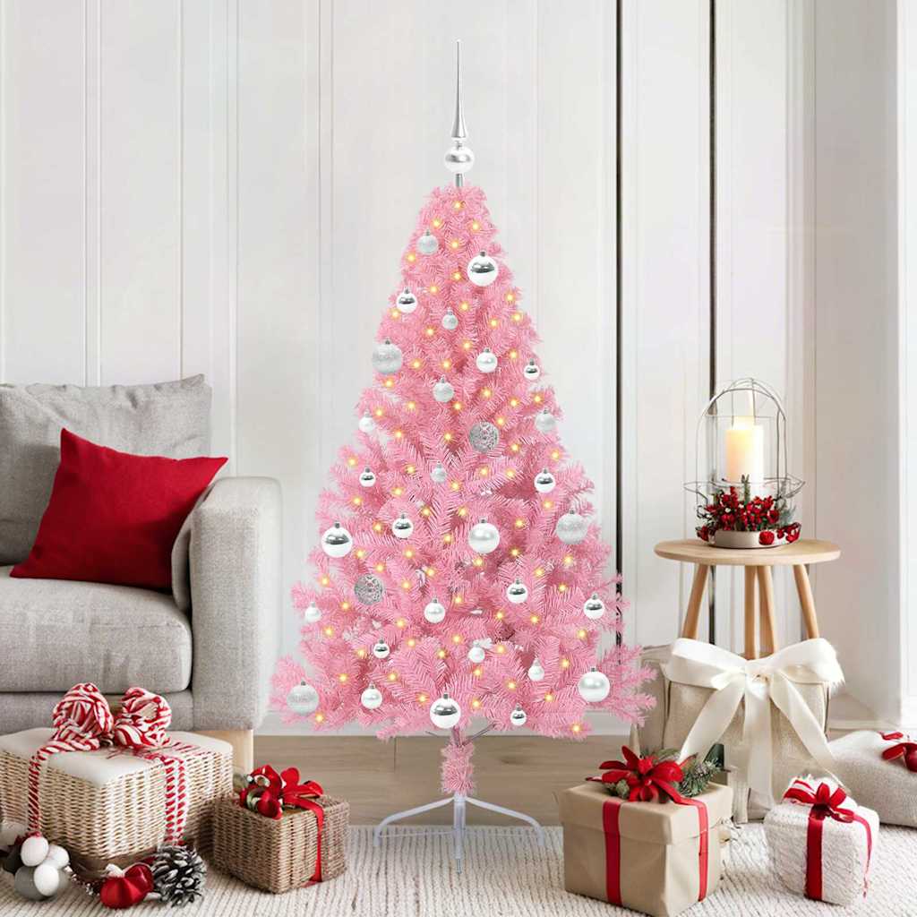 Vidaxl kunstmatig voorverlicht kerstboom roze 150 cm pvc