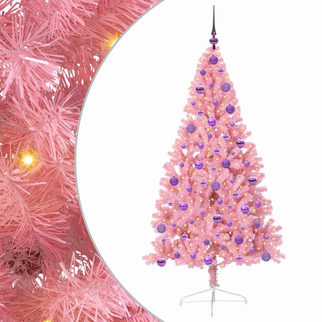 Vidaxl kunstmatig voorverlicht kerstboom roze 180 cm pvc