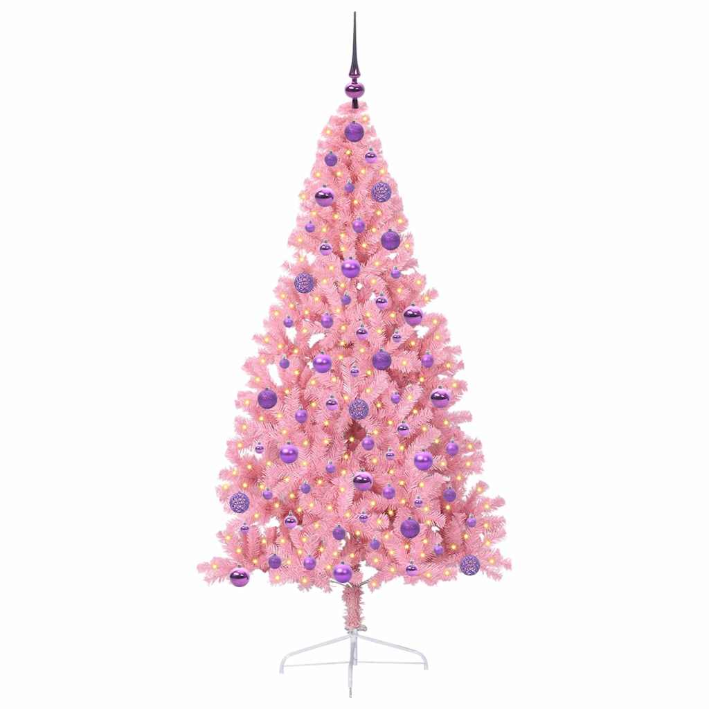 Vidaxl kunstmatig voorverlicht kerstboom roze 180 cm pvc
